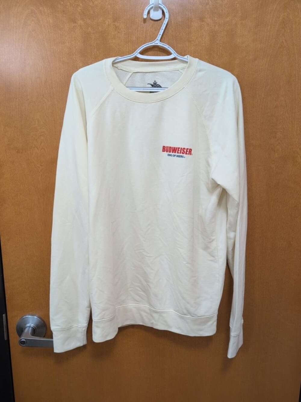 Budweiser Sweater Mens L White Red Pullover Eagle Graphic King of Beers